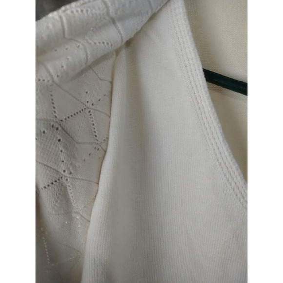 Koret Cream 3/4 Sleeve Geometric Knit Open Cardigan. Size 3X - Picture 6 of 10